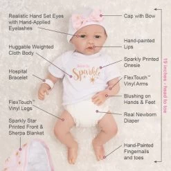 Paradise Galleries Reborn Baby Doll In Silicone-like Vinyl, 19 Inch Newborn Girl Baby Bundles: Born To Sparkle, 7-Piece Ensemble -Toy Doll World GUEST d3845acf 900e 46c3 b850 893873ccd253
