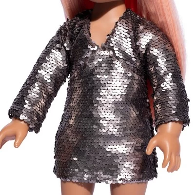 I'M A GIRLY Dress With Silver Glitter Sequin Outfit - Fits I'M A GIRLY 18" Fashion Doll 4 I'M A GIRLY Dress With Silver Glitter Sequin Outfit - Fits I'M A GIRLY 18" Fashion Doll - Image 2