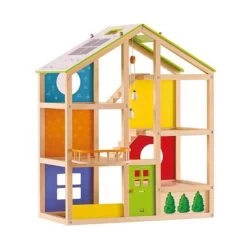 Hape Wooden All Season/4 Season 6 Tier Unfurnished Dollhouse Kids Play House For Children Ages 3 Years And Up, Multicolored