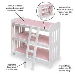 Badger Basket Triple Doll Bunk Bed With Ladder, Bedding, And Free Personalization Kit - Pink Gingham 15 Badger Basket Triple Doll Bunk Bed With Ladder, Bedding, And Free Personalization Kit - Pink Gingham -Toy Doll World GUEST de75445c e4d4 4d1b 8bd7 36d53c4e3857