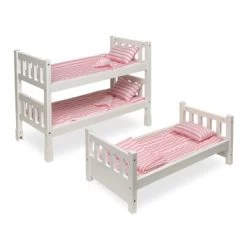 Badger Basket 1-2-3 Convertible Doll Bunk Bed With Bedding - Pink/Stripe -Toy Doll World GUEST e3f2b433 291b 408f a597 a1f51b2e131c