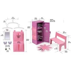 Badger Basket School Style Single Doll Locker Set With Bench, Rug And Accessories - Purple/Pink -Toy Doll World GUEST e3f7c417 cf03 41a4 b1e5 8940a26f09a9