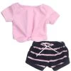 Sophia’s 2 Piece Summer Outfit With Tie Front Tee And Striped Shorts For 18" Dolls, Pink/Navy
