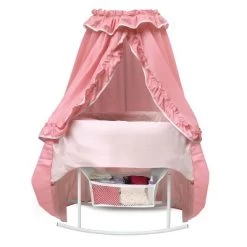 Badger Basket Kisses Rocking Doll Bassinet - Pink/White -Toy Doll World GUEST e7e36631 df2d 4da5 9593 38f3df3499fa