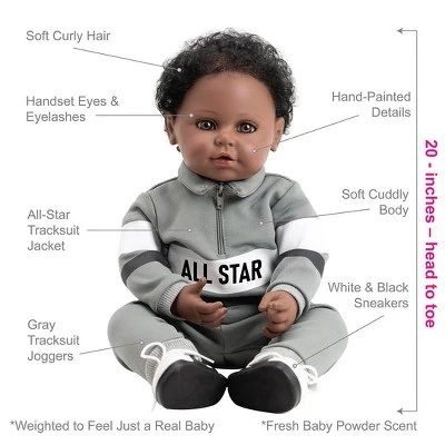 Adora Realistic Baby Doll All Star Toddler Doll - 20 Inch, Soft CuddleMe Vinyl, Brown Hair, Brown Eyes 6 Adora Realistic Baby Doll All Star Toddler Doll - 20 Inch, Soft CuddleMe Vinyl, Brown Hair, Brown Eyes - Image 4
