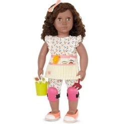 Our Generation Nahla With Storybook & Accessories 18" Posable Gardening Doll