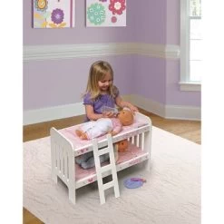 Badger Basket Doll Bunk Bed With Bedding, Ladder, And Free Personalization Kit - White/Pink/Gingham -Toy Doll World GUEST ec443960 efcc 4459 86ba 250a1b322784