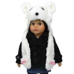 Sophia’s Polar Bear Faux Fur Hat For 18” Dolls, White