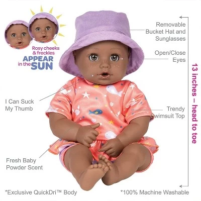Adora Beach Baby Doll Piper, 13 Inch Beach Toy With Sun Activated Freckles & Rosy Cheeks 4 Adora Beach Baby Doll Piper, 13 Inch Beach Toy With Sun Activated Freckles & Rosy Cheeks - Image 2