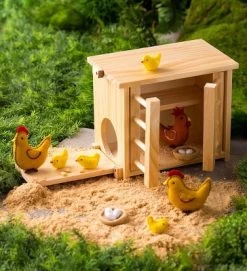 Magic Cabin - Wooden Chicken Coop And Felt Chickens Play Set Special For Kids