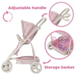 Olivia's Little World 2 In 1 Baby Doll Stroller Pram Foldable Pink/Grey OL-00009 -Toy Doll World GUEST f38b07b7 34da 4a9c 9837 29c84fbea149