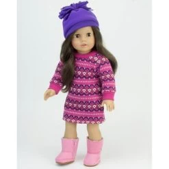 Sophia’s Fair Isle Knit Sweater Dress & Hat For 18” Dolls, Hot Pink/Purple -Toy Doll World GUEST f870a938 0d23 4ef4 8d99 210b52ad8d03